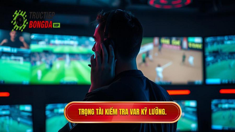 2. Trọng tài kiểm tra VAR kỹ lưỡng.